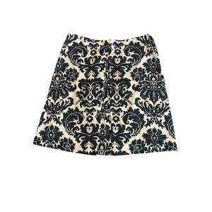 Loft Paisley A Line Pencil Skirt Black White Size 6